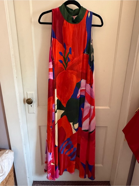 Anthropologie Dresses & Skirts - Farm Rio for Anthropologie Colorblock Floral Dress in Pink, Green & Blue